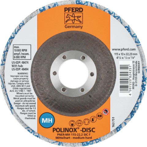 PFERD POLINOX WHEEL UNITIZED DISC PNER-MH 115-22.2 C FINE